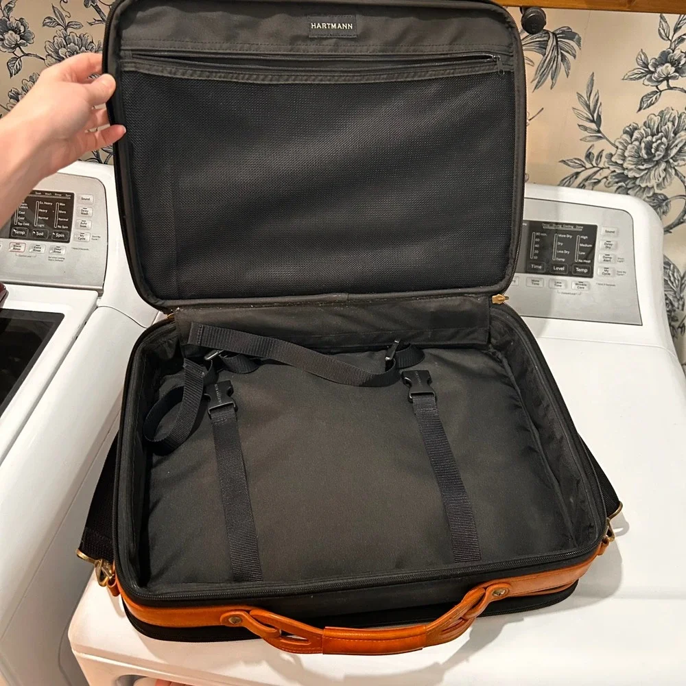 Hartmann Briefcase Leather Trim Messenger Laptop Bag‎ Shoulder Strap Heritage